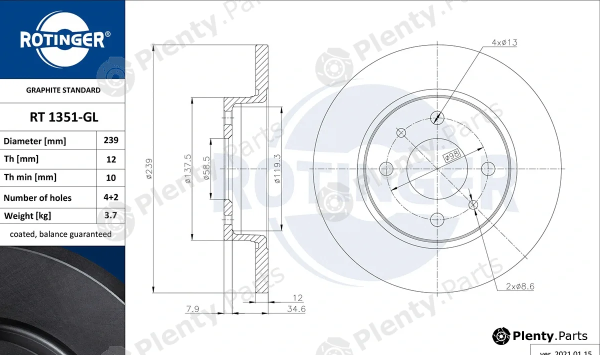 Rotinger RT1351-GL — Brake Disc GRAPHITE LINE