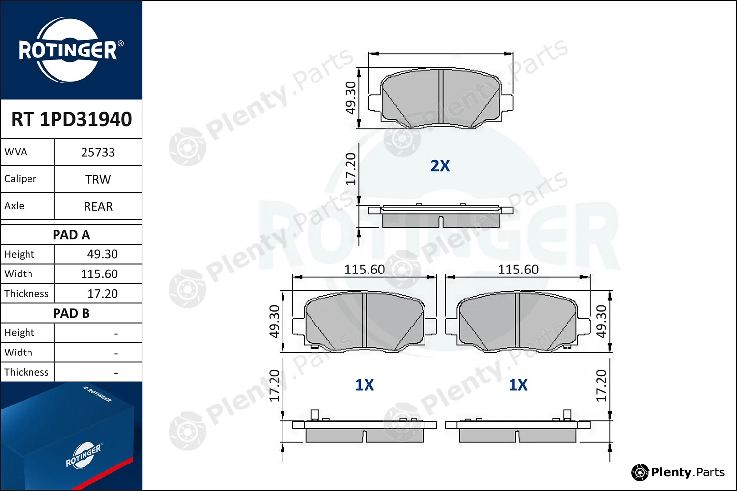 Rotinger RT1PD31940 — Brake Pad Set, disc brake