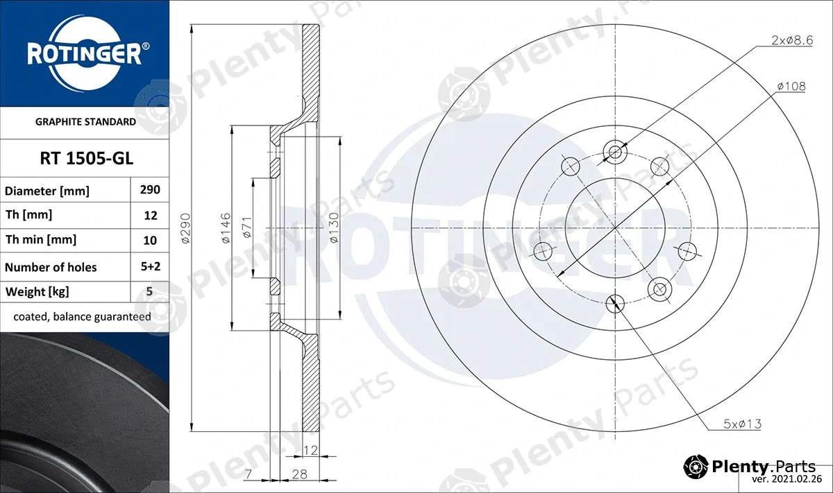 Rotinger RT1505-GL — Brake Disc GRAPHITE LINE
