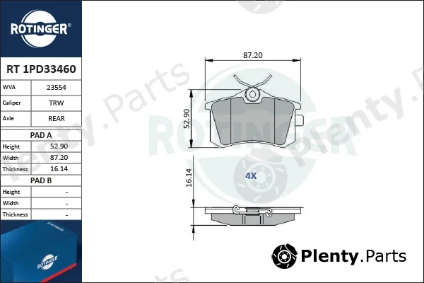 Rotinger RT1PD33460 — Brake Pad Set, disc brake