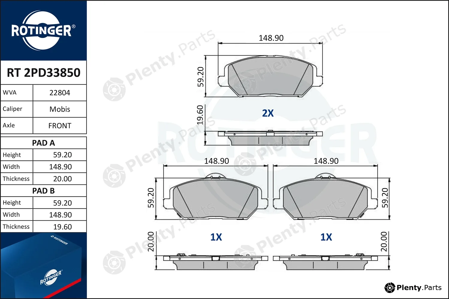 Rotinger RT2PD33850 — Brake Pad Set, disc brake