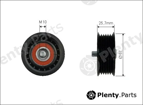 Caffaro 500010 — Tensioner Pulley, V-ribbed belt