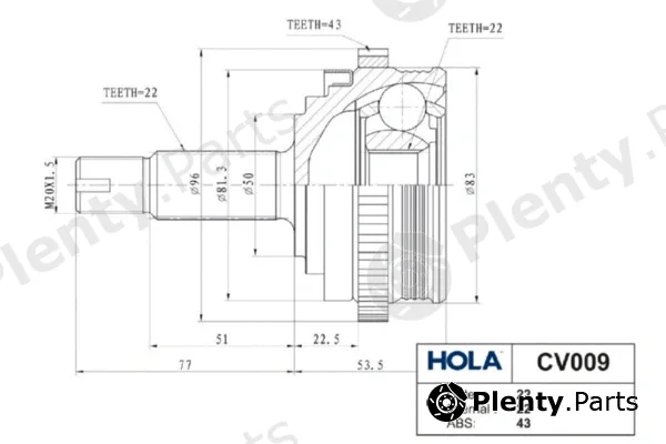 Hola CV009 — Joint Kit, drive shaft