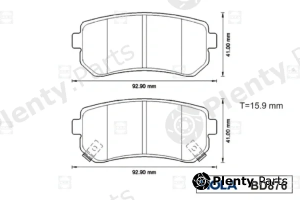 Hola BD876 — Brake Pad Set, disc brake