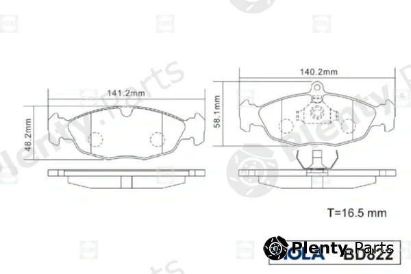 Hola BD822 — Brake Pad Set, disc brake
