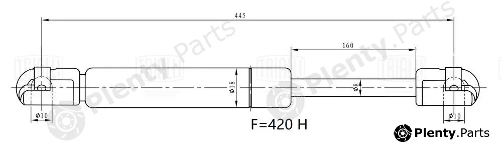 Trialli GS2404 — Gas Spring, boot/cargo area