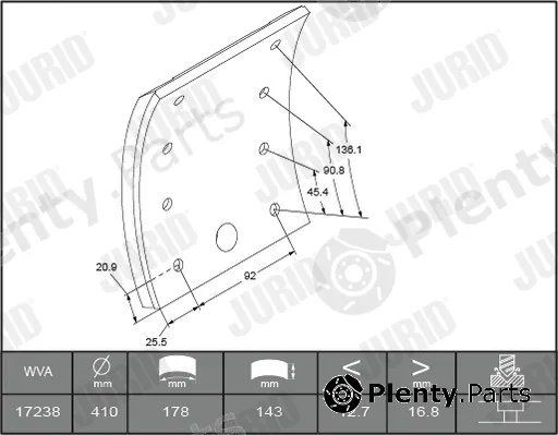 Jurid 1723805050 — Brake Lining Kit, drum brake