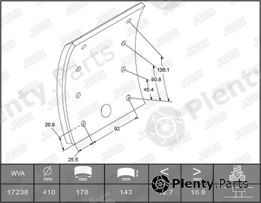 Jurid 1723805380 — Brake Lining Kit, drum brake
