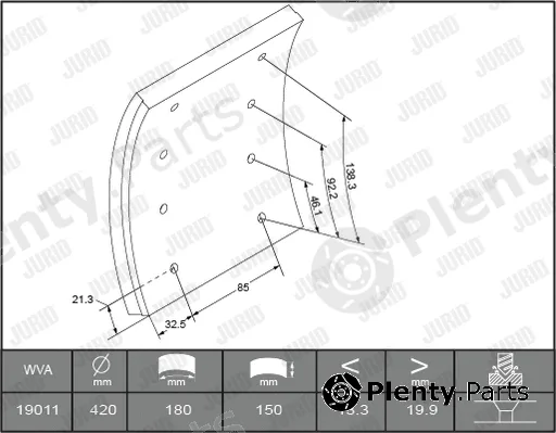 Jurid 1901001070 — Brake Lining Kit, drum brake