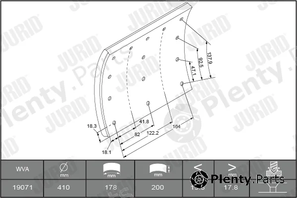 Jurid 1907101070 — Brake Lining Kit, drum brake