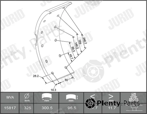 Jurid 1581701510 — Brake Lining Kit, drum brake