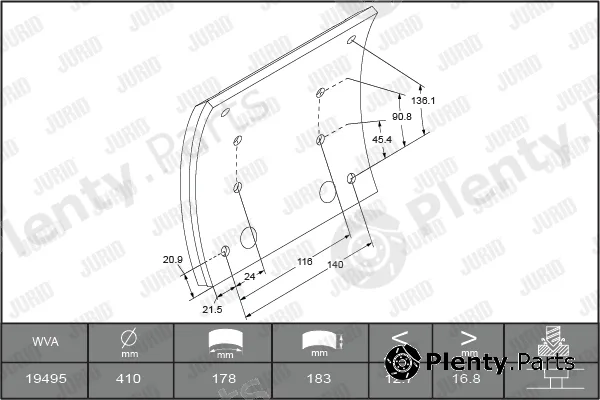 Jurid 1949511230 — Brake Lining Kit, drum brake