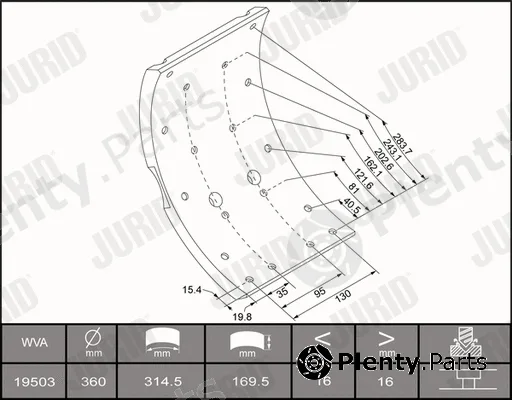 Jurid 1950301510 — Brake Lining Kit, drum brake PREMIER