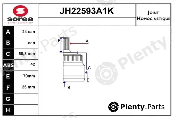 Sera JH22593A1K — Joint Kit, drive shaft