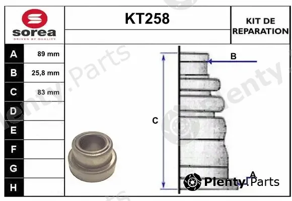 Sera KT258 — Bellow Kit, drive shaft