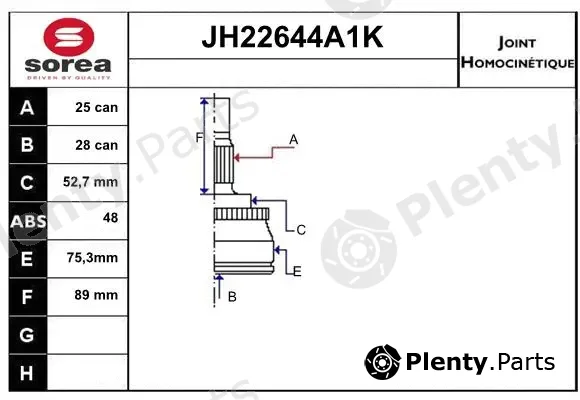 Sera JH22644A1K — Joint Kit, drive shaft