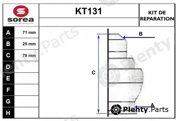 Sera KT131 — Bellow Kit, drive shaft