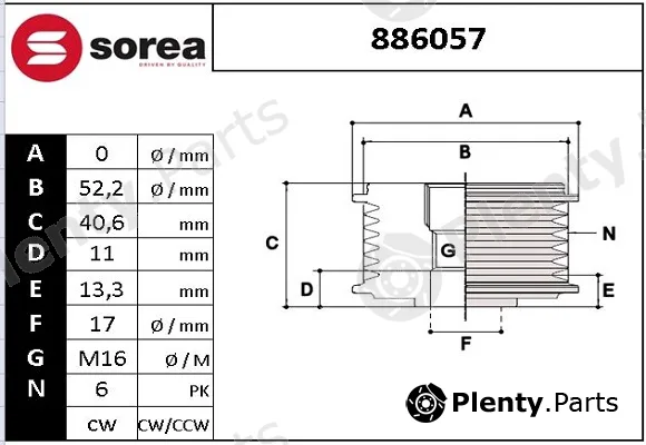 Sera 886057 — Alternator Freewheel Clutch