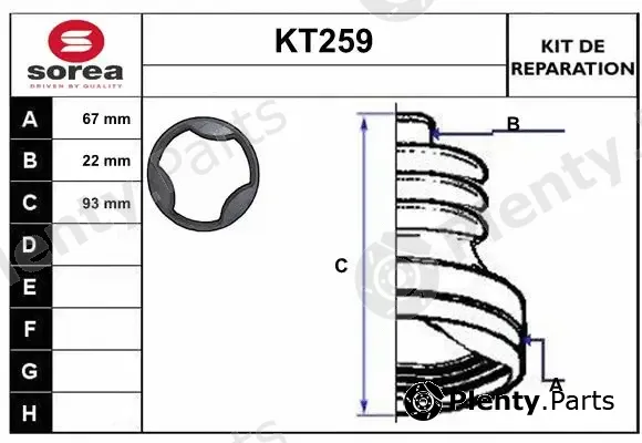 Sera KT259 — Bellow Kit, drive shaft
