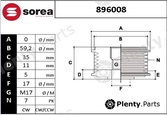 Sera 896008 — Alternator Freewheel Clutch