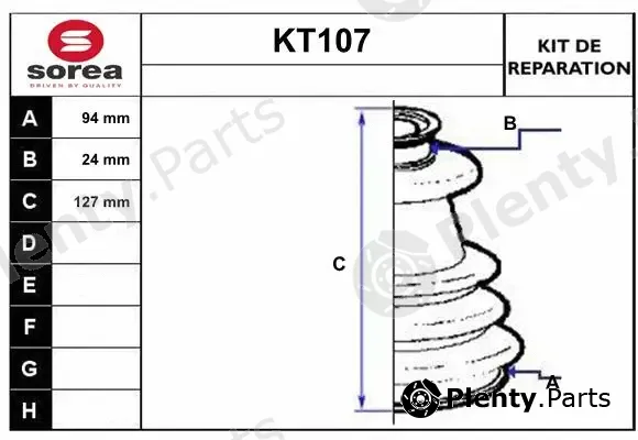 Sera KT107 — Bellow Kit, drive shaft