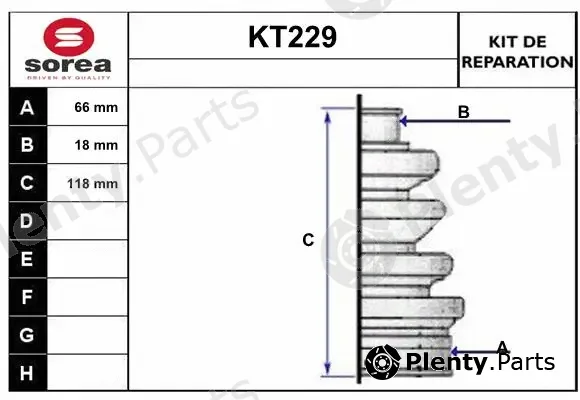 Sera KT229 — Bellow Kit, drive shaft