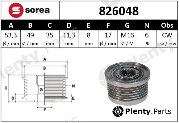 Sera 826048 — Alternator Freewheel Clutch
