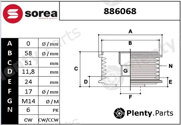 Sera 886068 — Alternator Freewheel Clutch