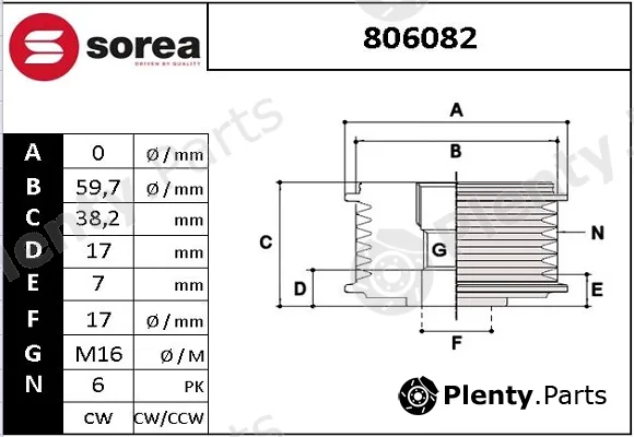 Sera 806082 — Alternator Freewheel Clutch