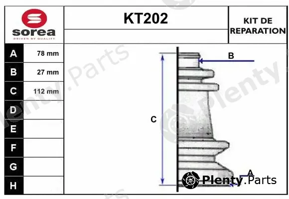 Sera KT202 — Bellow Kit, drive shaft