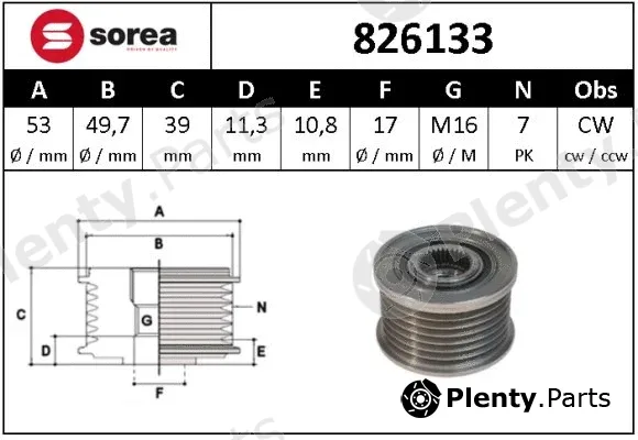 Sera 826133 — Alternator Freewheel Clutch