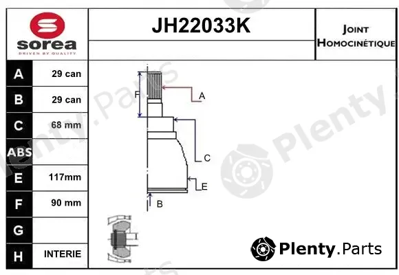 Sera JH22033K — Joint Kit, drive shaft