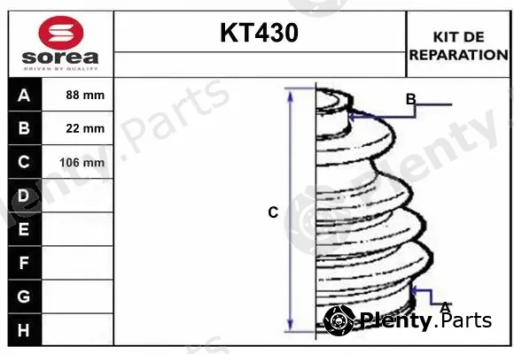 Sera KT430 — Bellow Kit, drive shaft