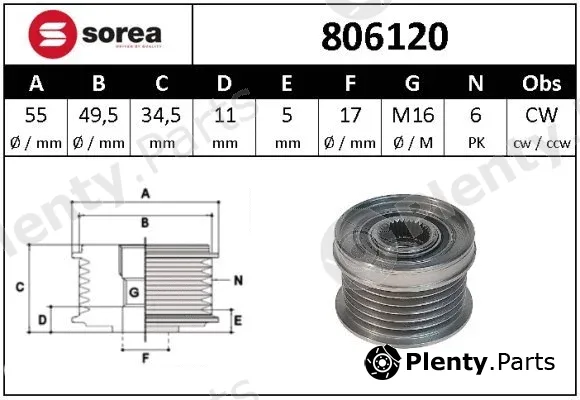 Sera 806120 — Alternator Freewheel Clutch