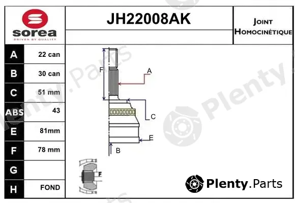Sera JH22008AK — Joint Kit, drive shaft