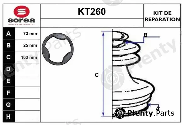 Sera KT260 — Bellow Kit, drive shaft