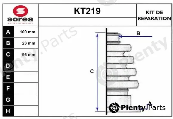 Sera KT219 — Bellow Kit, drive shaft