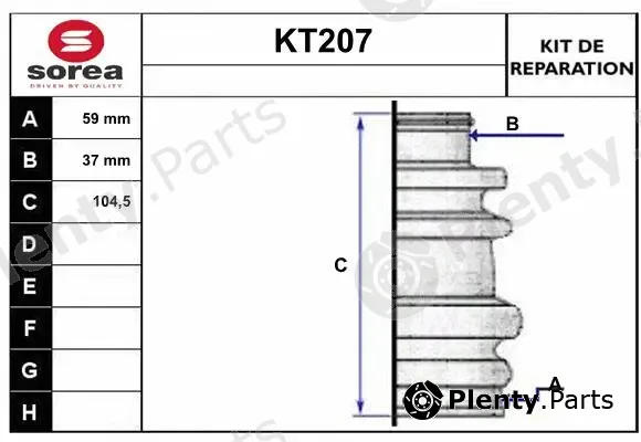Sera KT207 — Bellow Kit, drive shaft