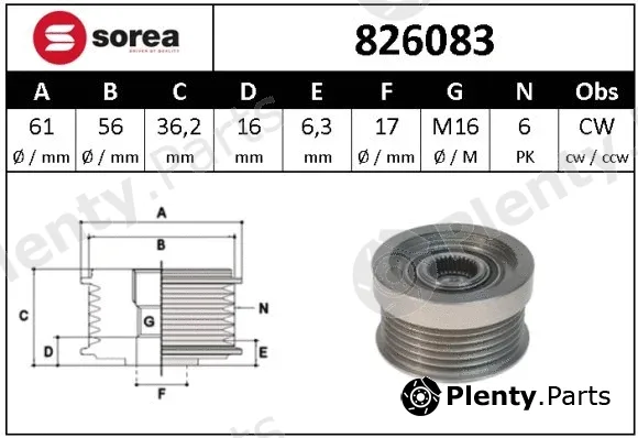 Sera 826083 — Alternator Freewheel Clutch