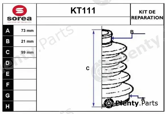 Sera KT111 — Bellow Kit, drive shaft