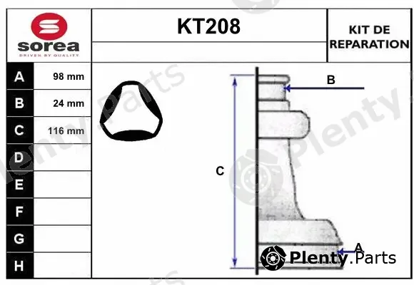 Sera KT208 — Bellow Kit, drive shaft