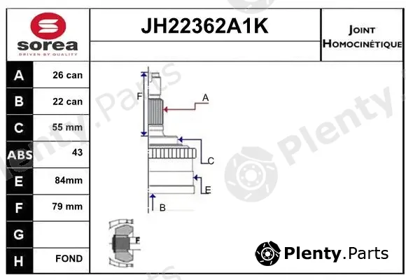 Sera JH22362A1K — Joint Kit, drive shaft