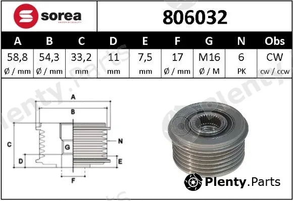 Sera 806032 — Alternator Freewheel Clutch