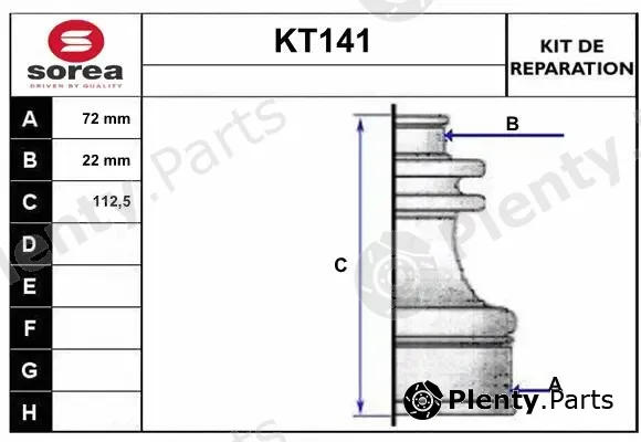Sera KT141 — Bellow Kit, drive shaft