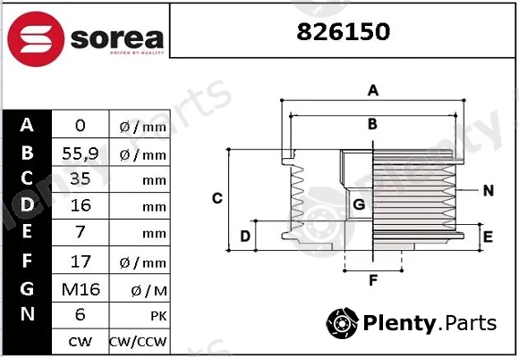 Sera 826150 — Alternator Freewheel Clutch