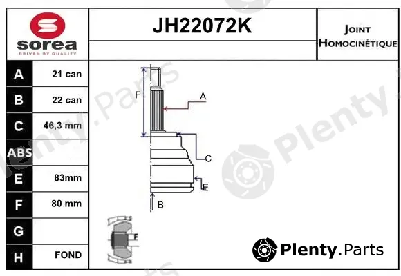 Sera JH22072K — Joint Kit, drive shaft