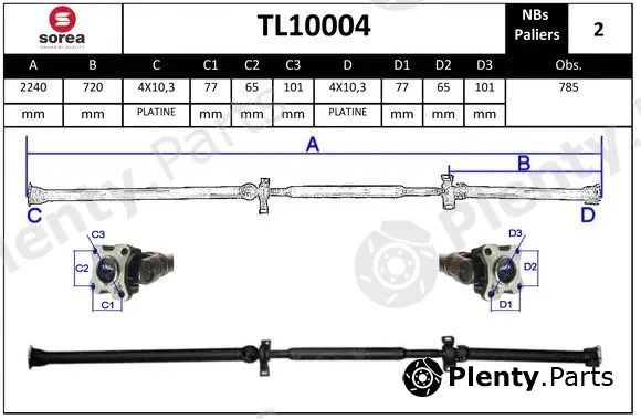 Sera TL10004 — Propshaft, axle drive