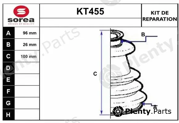 Sera KT455 — Bellow Kit, drive shaft