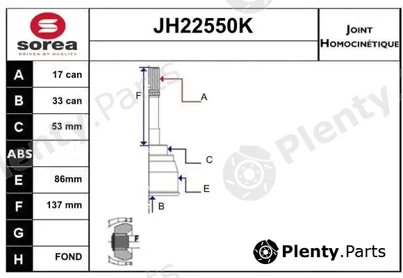 Sera JH22550K — Joint Kit, drive shaft