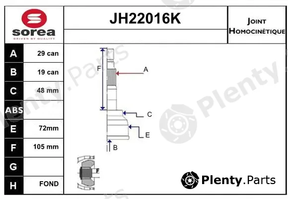 Sera JH22016K — Joint Kit, drive shaft